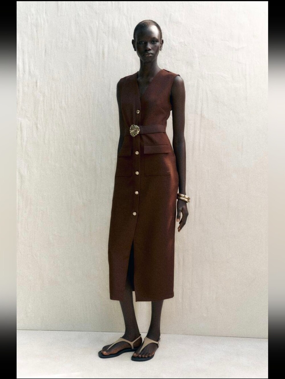 BELTED CREPE MIDI DRESS SIZE S